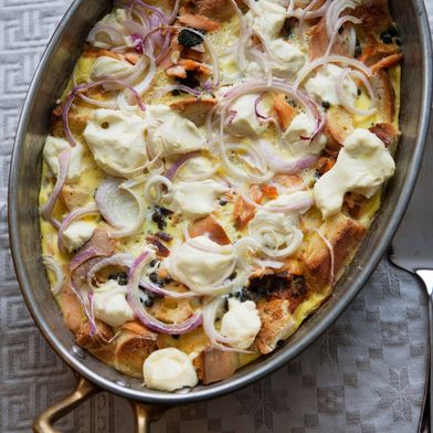 Bagel and Cream Cheese Strata