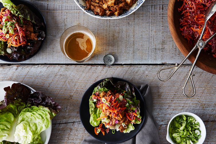 Asian-Inspired Chicken Lettuce Wraps with Slaw