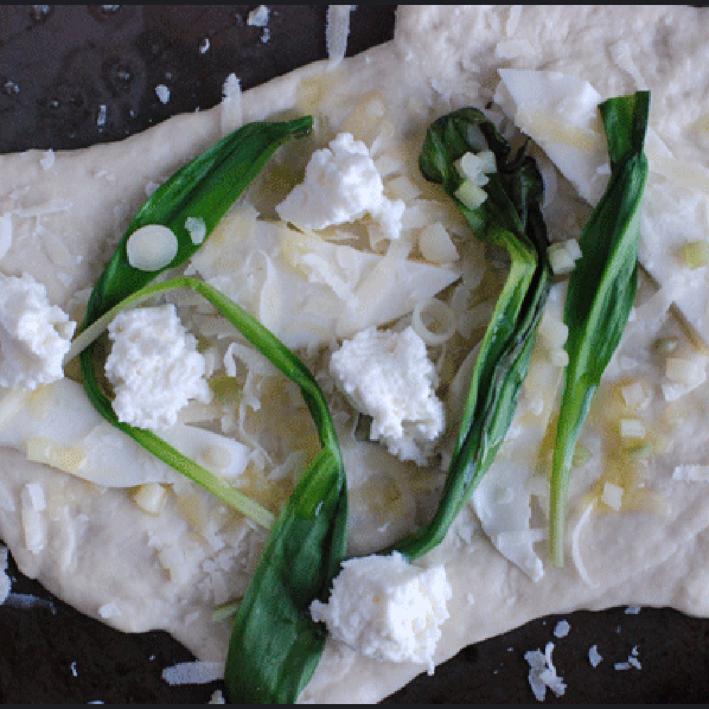 white pizza with ramps