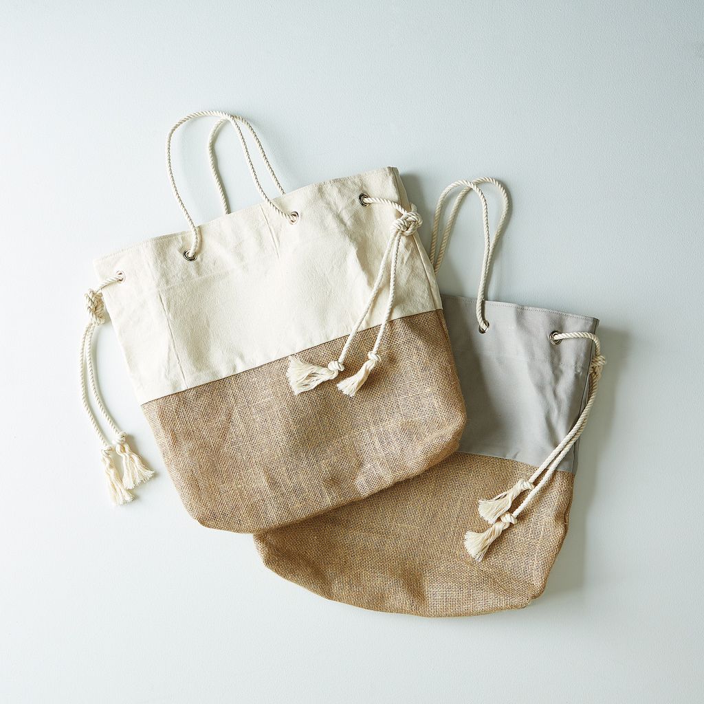 Canvas and burlap tote