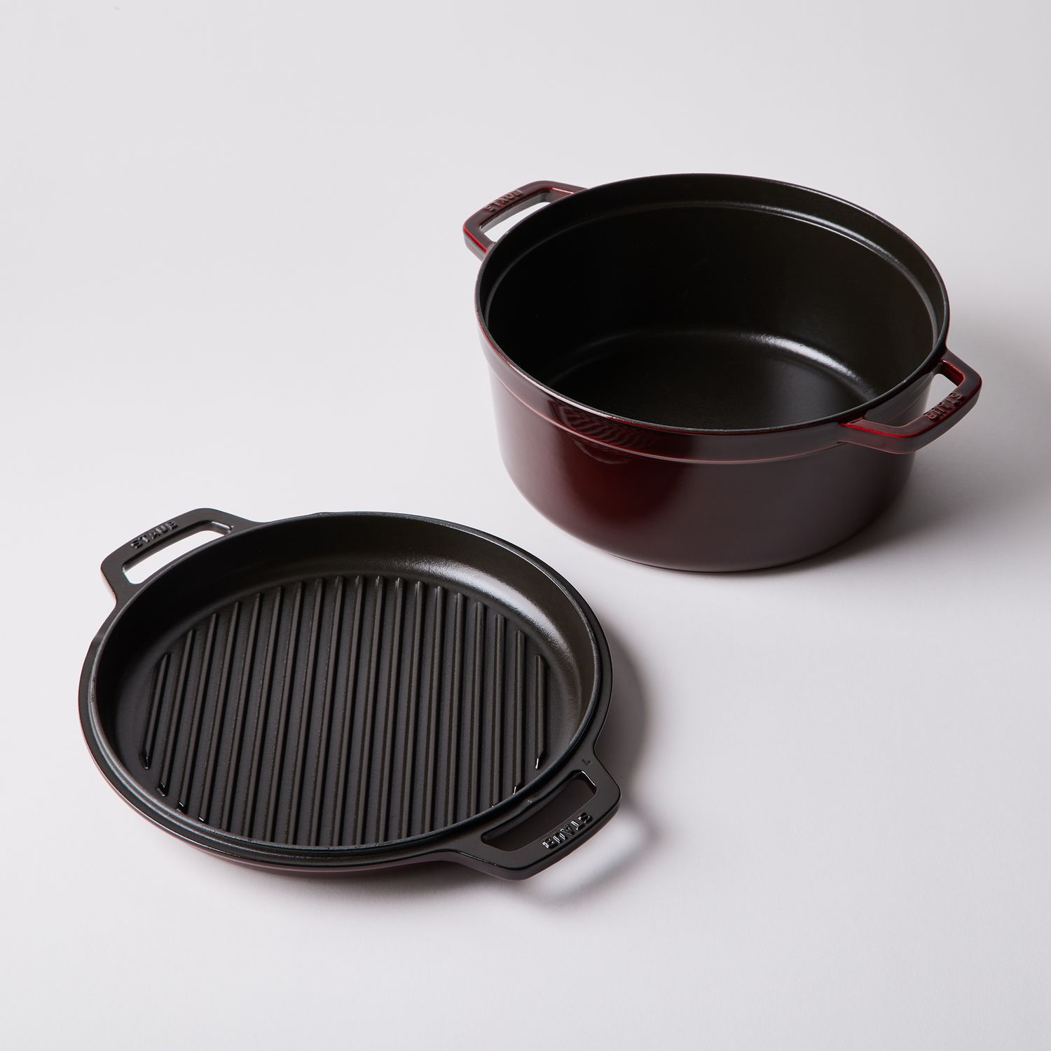 Staub Cast-Iron 2-in-1 Grill Pan & Cocotte, 6.4QT