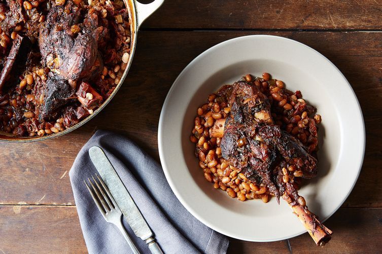 Braised beans: the most inviting bed of all. 