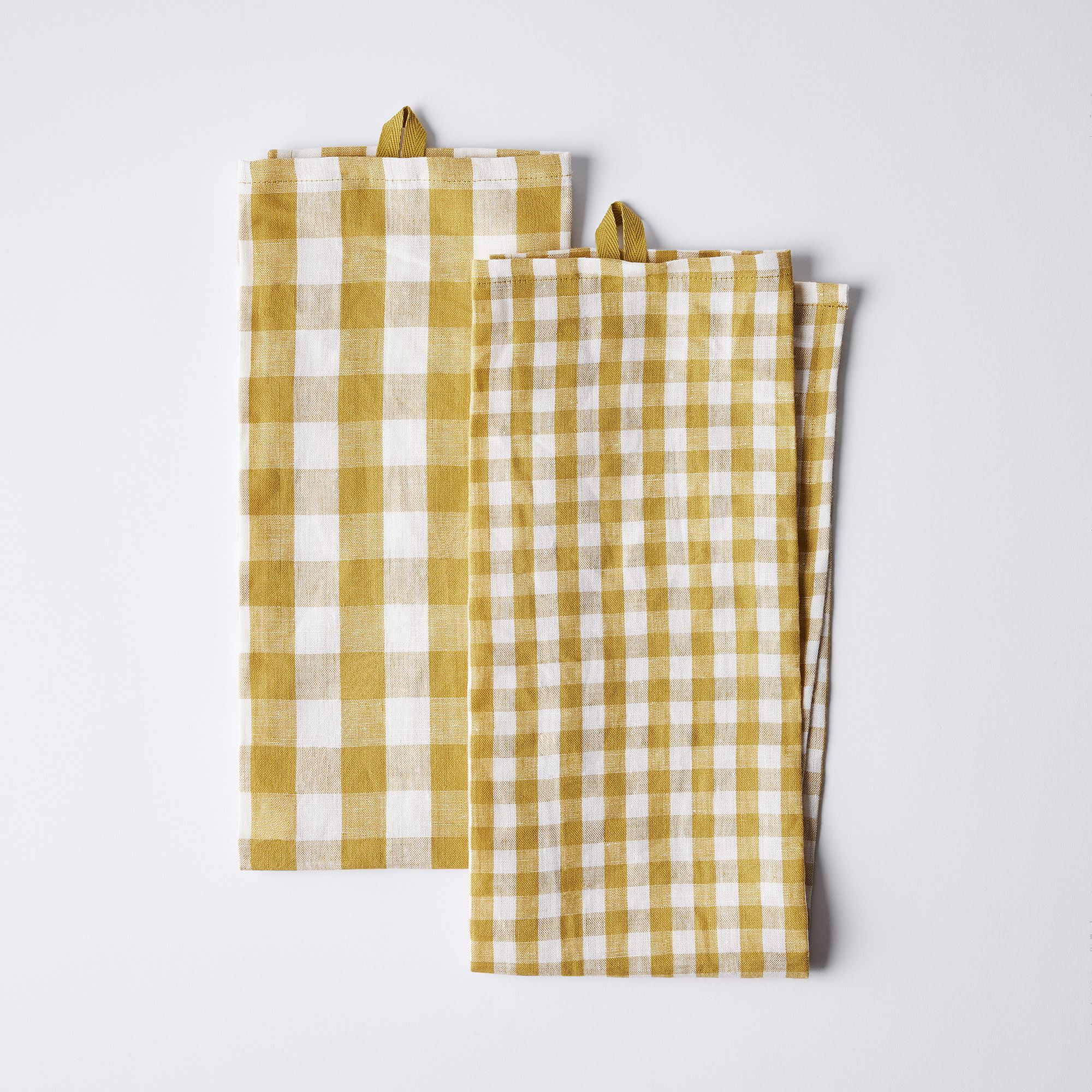 Food52 Gingham Linen Oven Mitts (Set of 2) - Olive