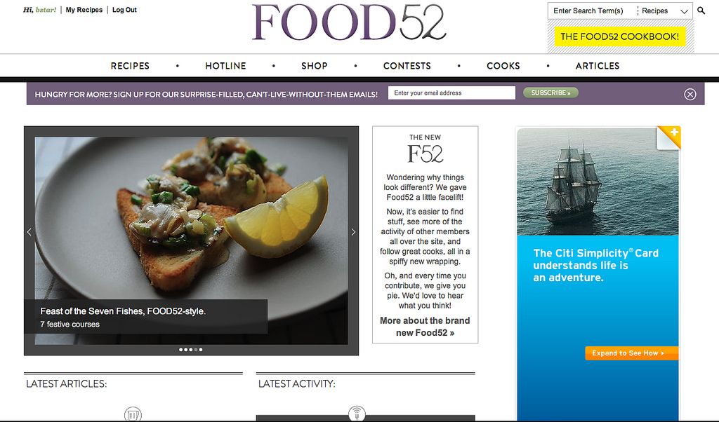 Food52 homepage