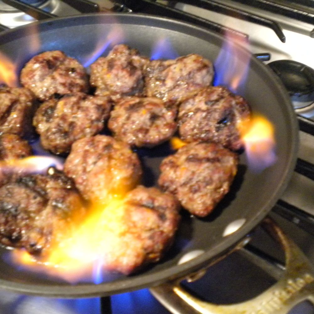 meatballs aflame!
