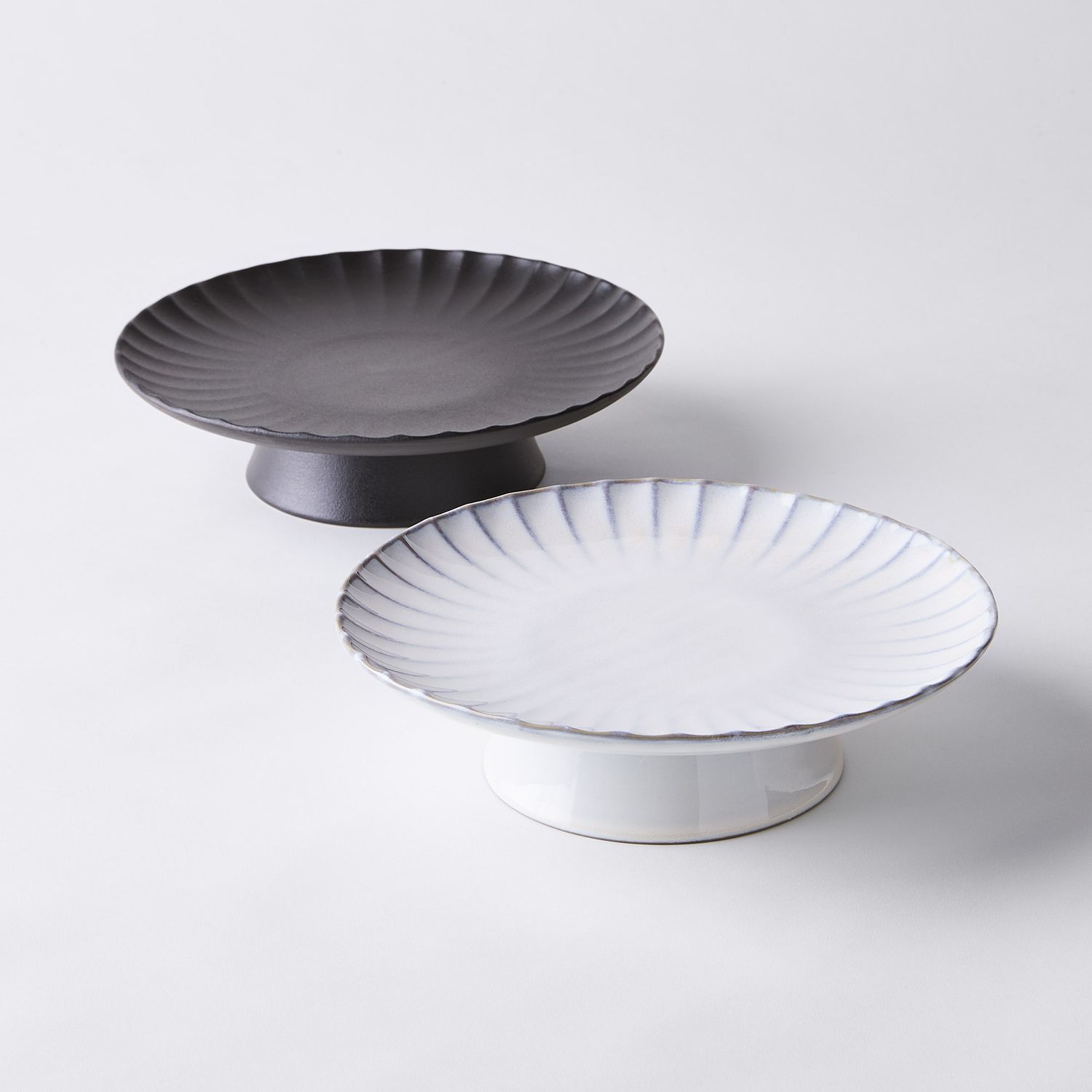 Serax Scalloped Ceramic Cake Stand in Black or White, Stoneware on Food52