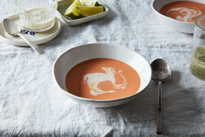 Creamy Chilled Horseradish Soup with Tomato and Green Apple