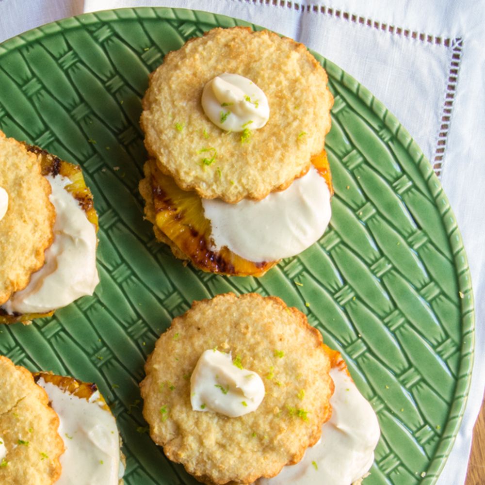 coconut shortcakes with grilled pineapple