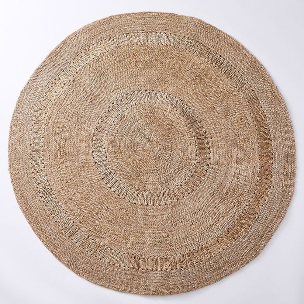 Armadillo Hand-Braided Round Jute Rug, 6-Foot, Made in India on