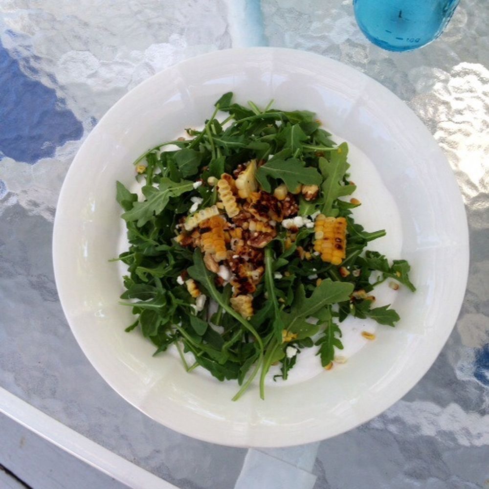 arugula and grilled corn salad with rosemary vinaigrette