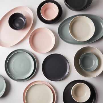 Modern 12 Piece Grey Speckled Stoneware Dinner Set Plates Bowls Tableware NEW