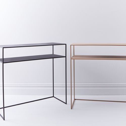 Small Modern Metal Console Side Table, Metal Console Table With Stools