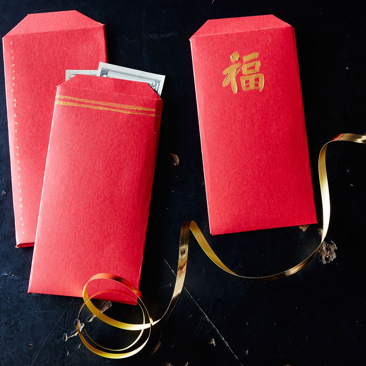 Chinese New Year Money In Red Envelopes Gift Stock Photo