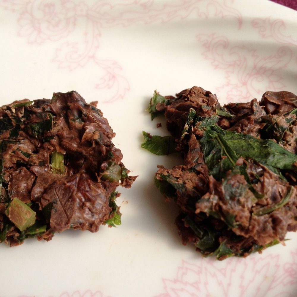 Chocolate kale clusters with cumin & cranberry, and kids version