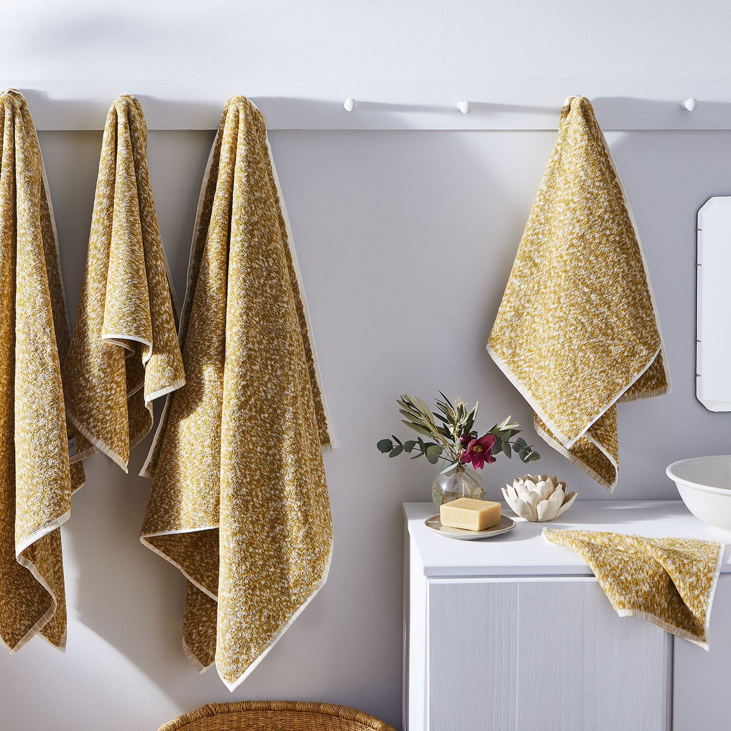 Light Yellow Goldenrod Color Hand & Bath Towel by PodArtist