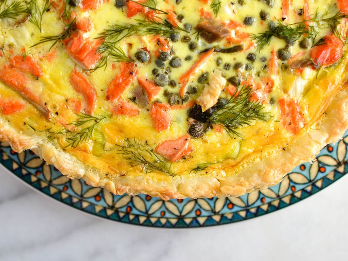 Salmon and Leek Quiche with Capers