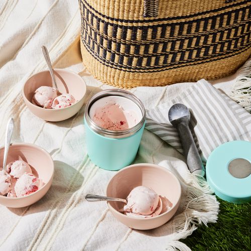 Reusable ice cream containers for homemade ice cream in the kitchen