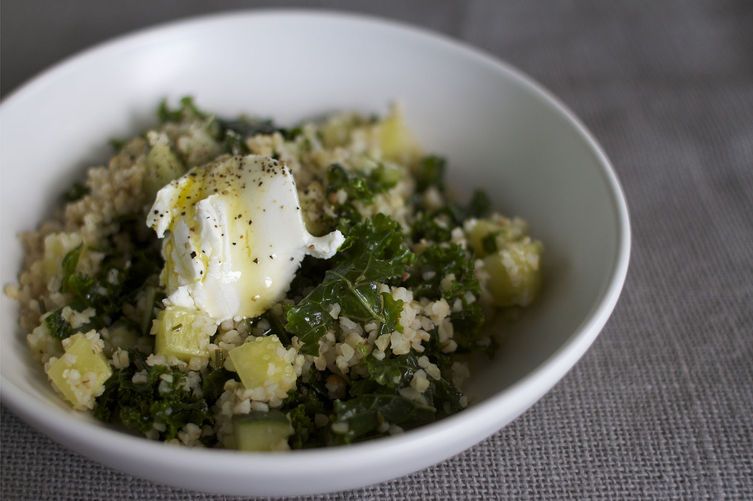 Marinated Kale +Bulgur Salad with Cucumber on Food52