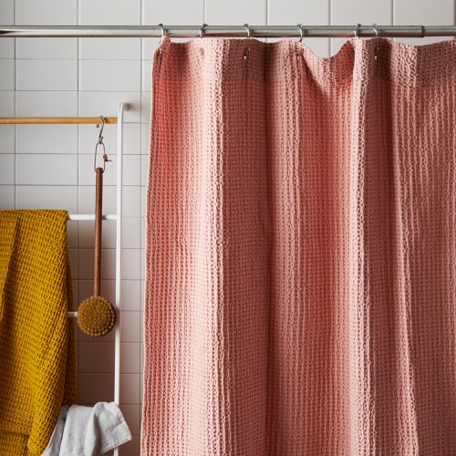 Cotton Waffle Shower Curtain, How Long Are Shower Curtains Supposed To Be