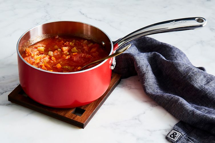 Marcella Hazanâ€™s Tomato Sauce with Olive Oil and Chopped Vegetables