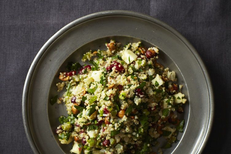 Quinoa Salad with Hazelnuts, Apple, and Dried Cranberries