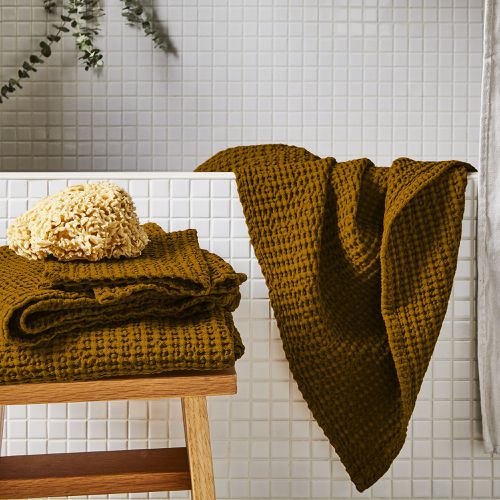 Powder Linen & Cotton Honeycomb Waffle Towel – Linen Tales