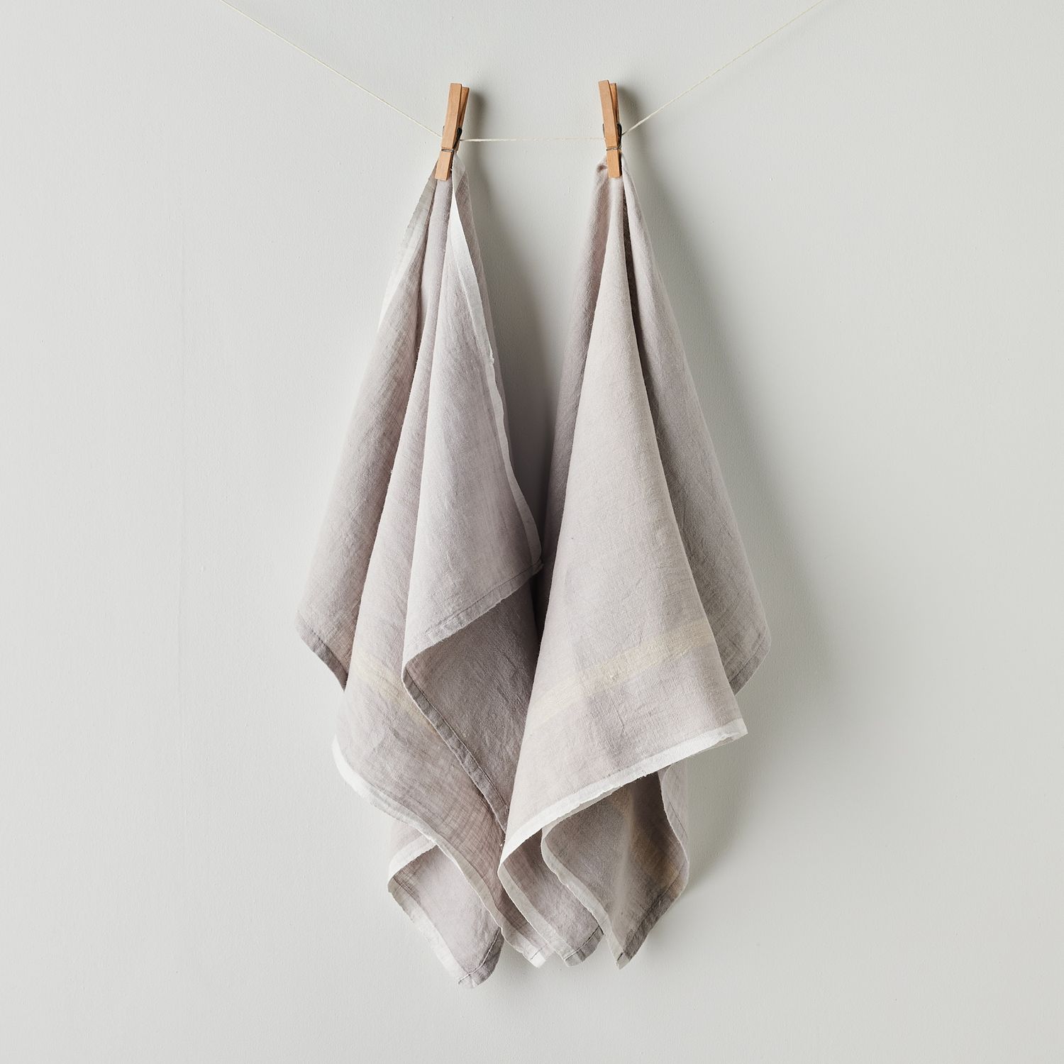 Light Grey Linen Tea Towels for Kitchen. Eco Friendly Natural Dish
