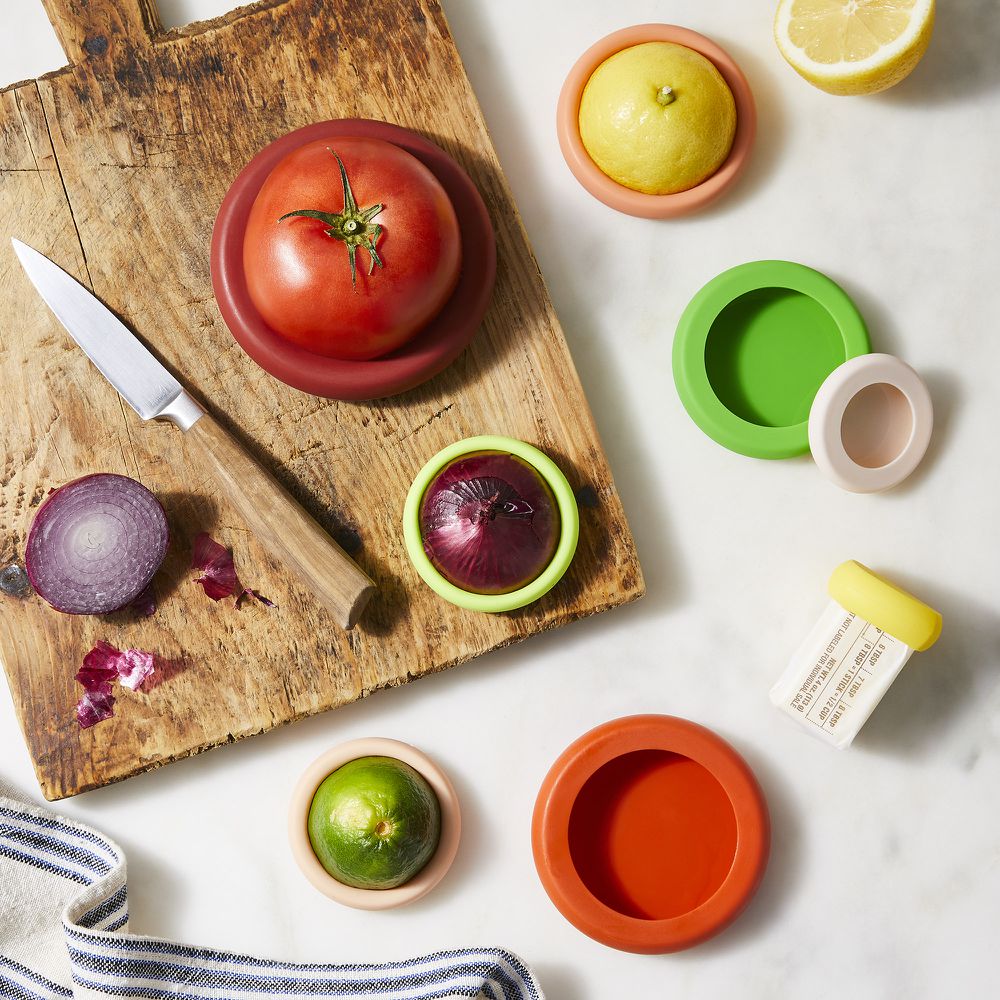 Food Huggers Reusable Silicone Food Savers, 3 Colors