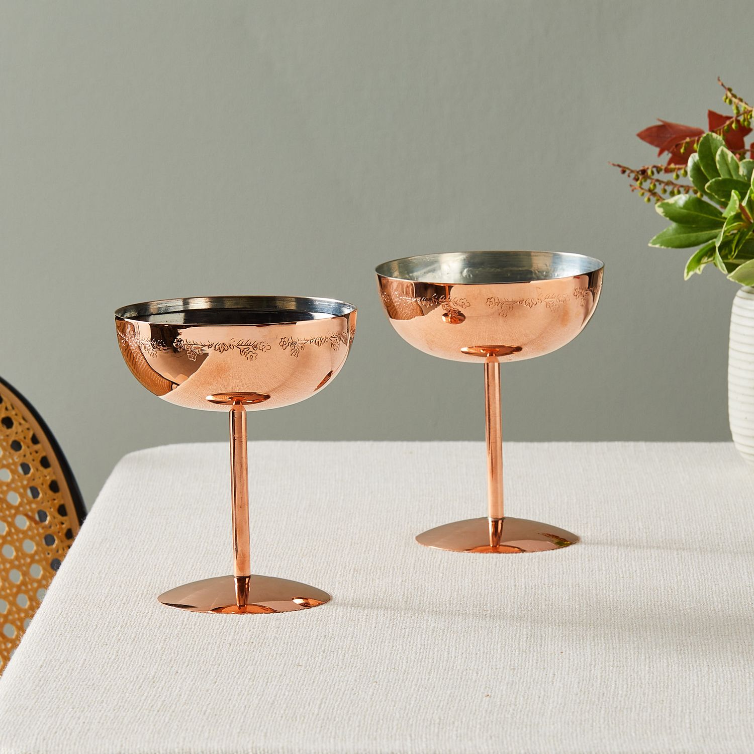 Coppermill Kitchen Copper Cocktail Coupe Glasses