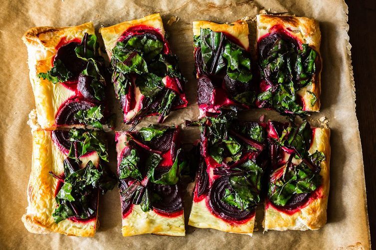 Rustic Beet Tart with Wilted Greens and Puff Pastry on Food52