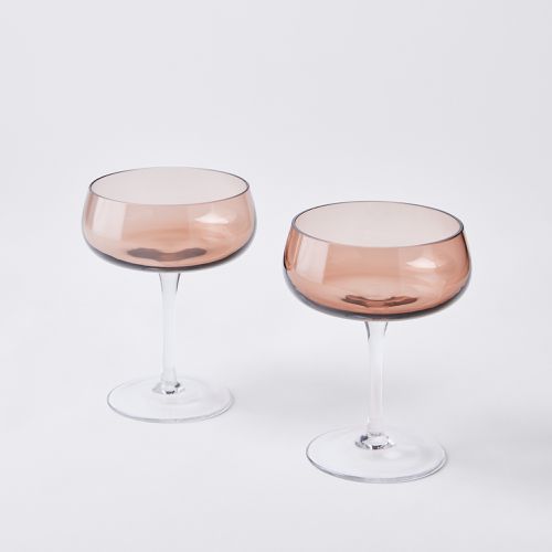 blomus Belo Champagne Glasses, Set of 2, Colored Glass, Coffee