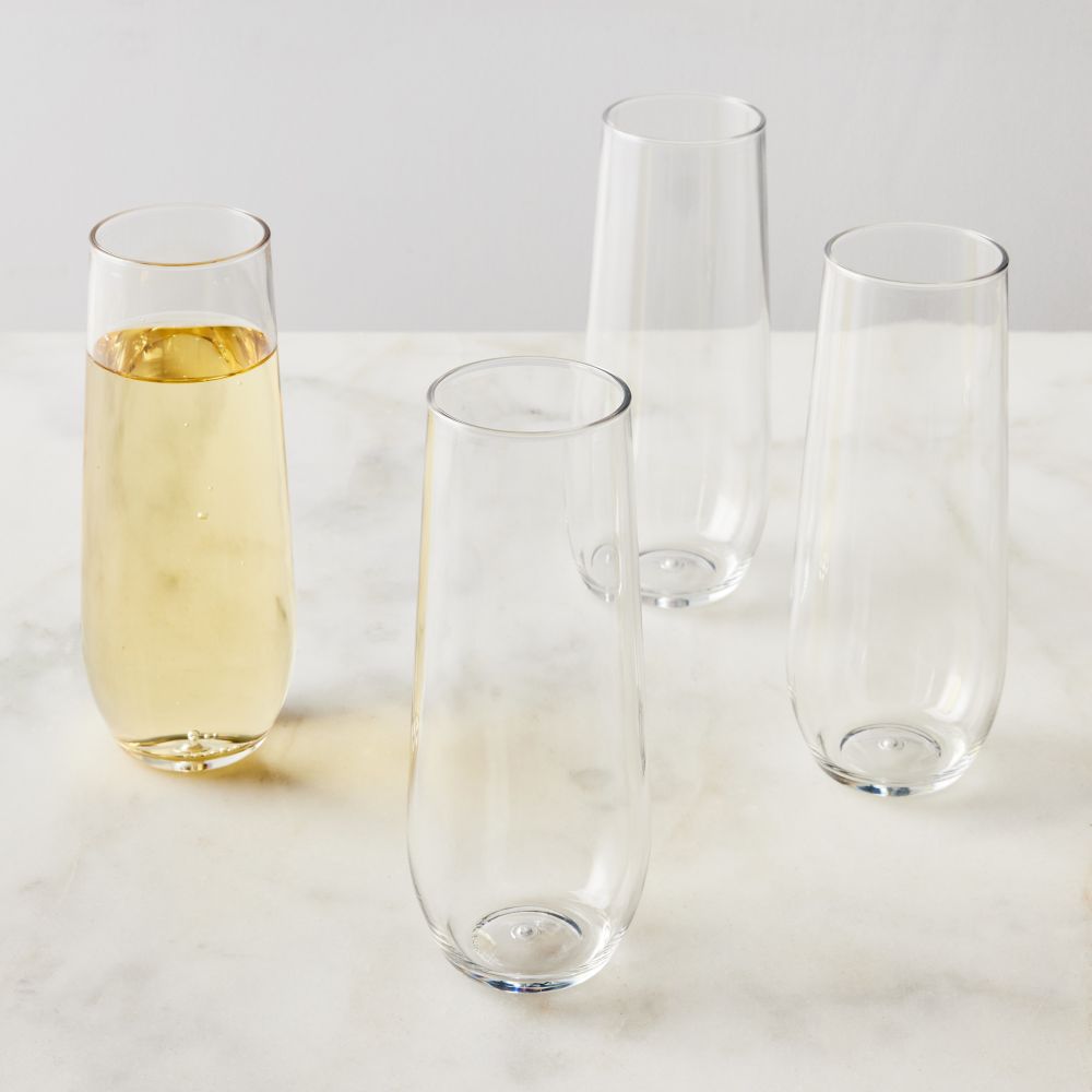 Stemless Wine Glasses Clear Drinkware Glasses Set of 4 Summer