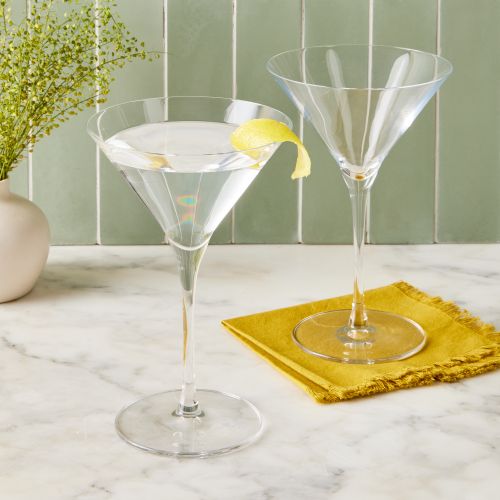 Glasses Set of 4 - Hand Blown Crystal Martini Glasses with Stem - Elegant  Cockta