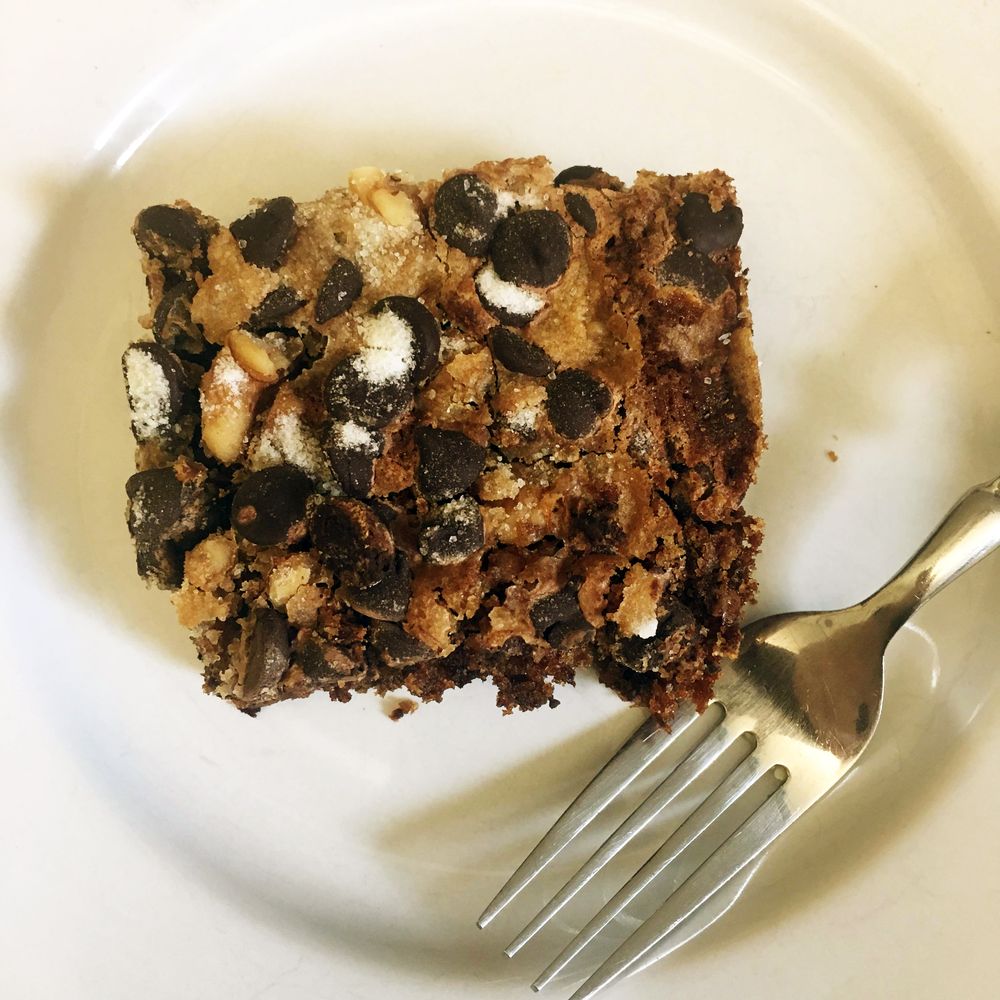 beaver island dessert (date walnut and chocolate chip cake)