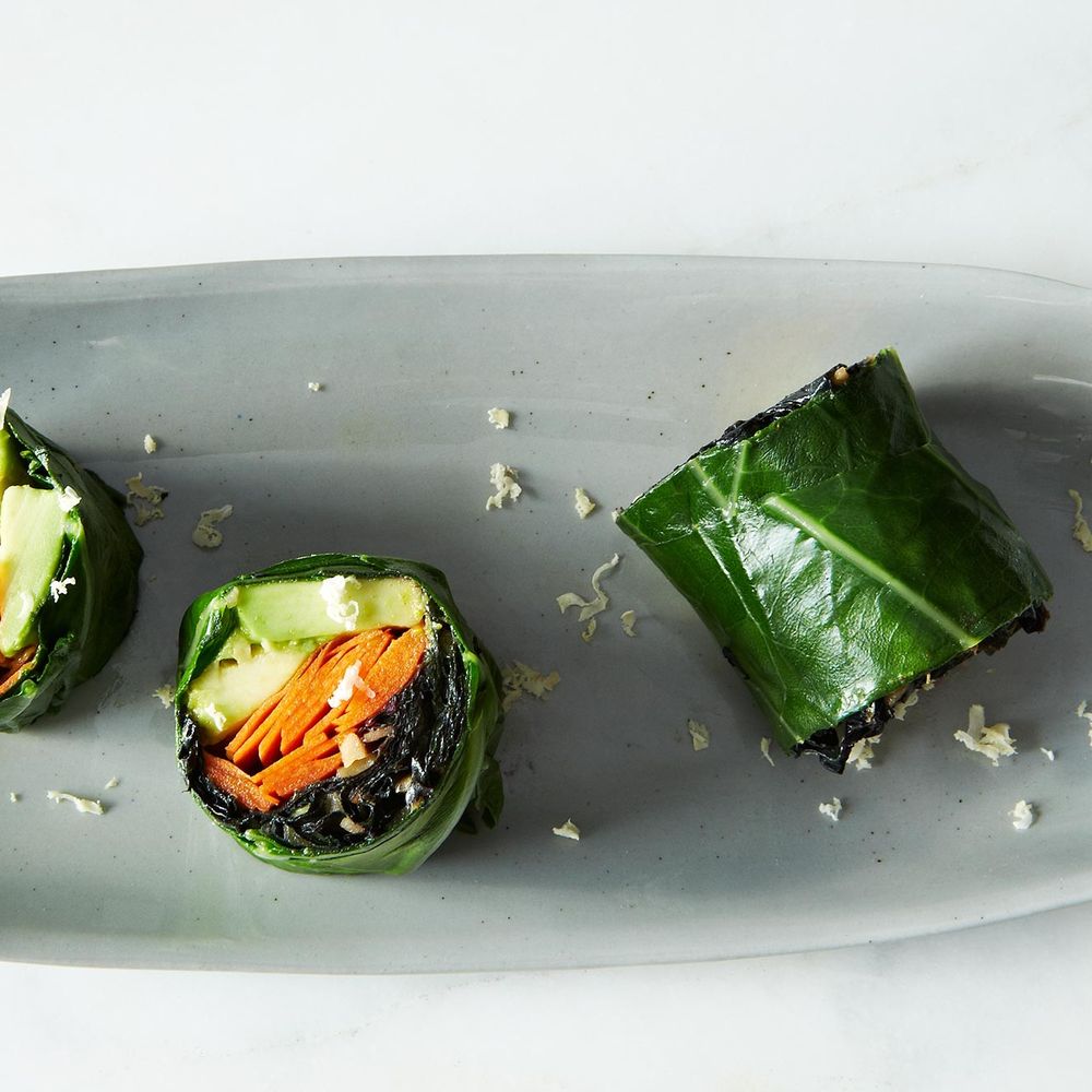 collard roll ups with coconut curry kale