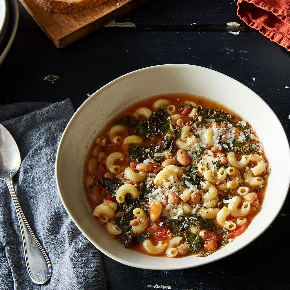 pasta and bean soup with kale, revisited
