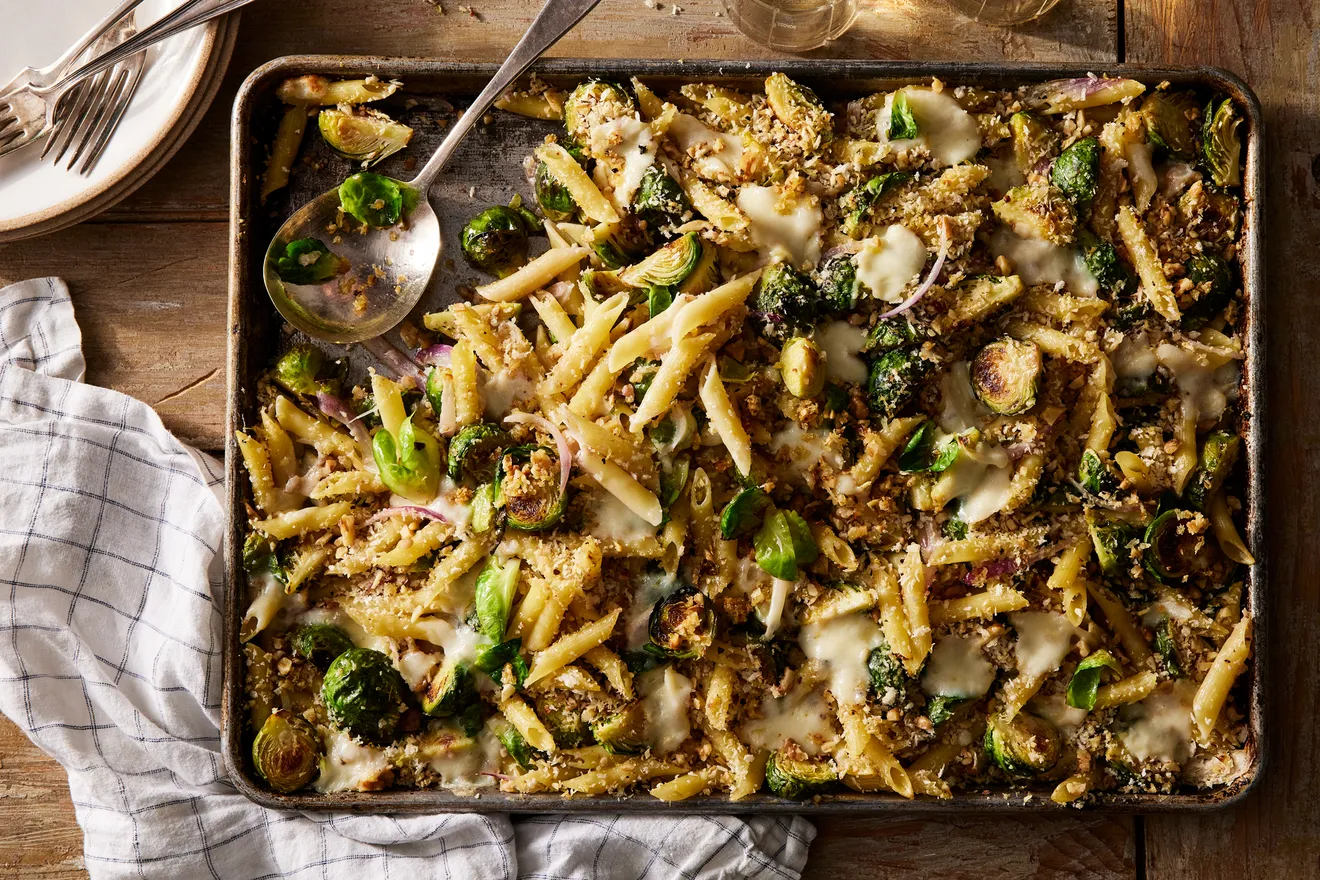 Sheet-Pan Pasta With Brussels Sprouts