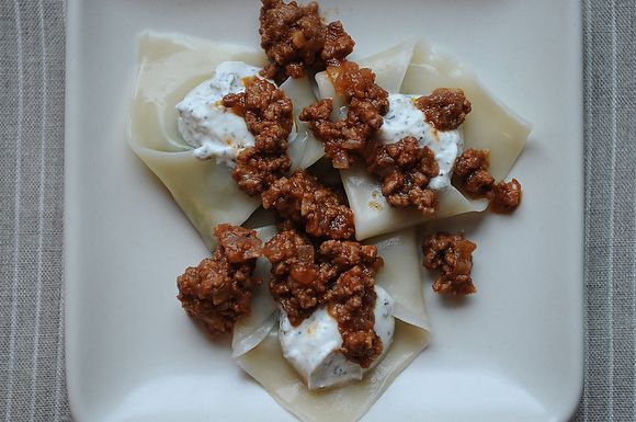 Afghan Dumplings with Lamb Kofta and Yogurt Sauce, from Food52
