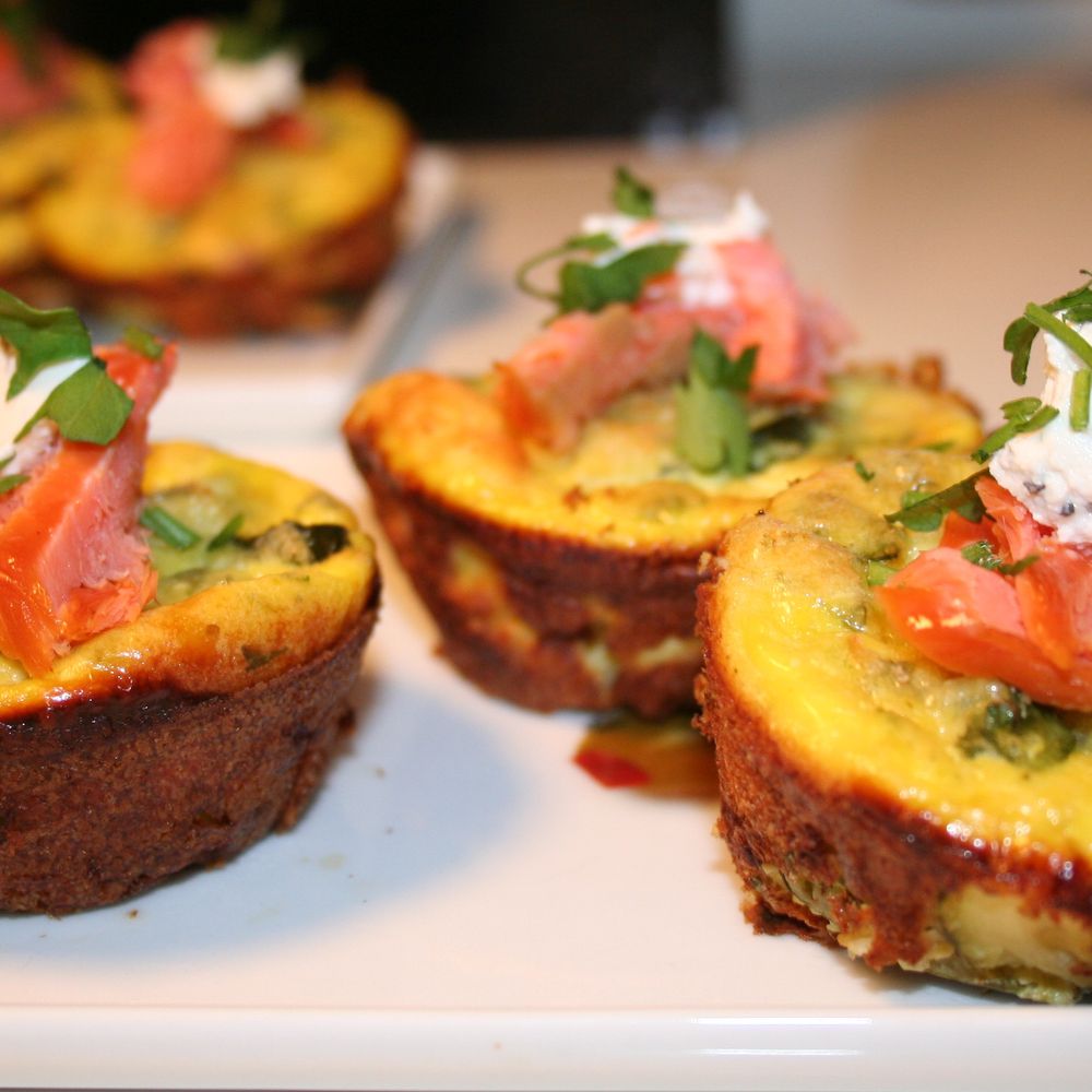 zucchini & goat cheese frittatas with smoked trout