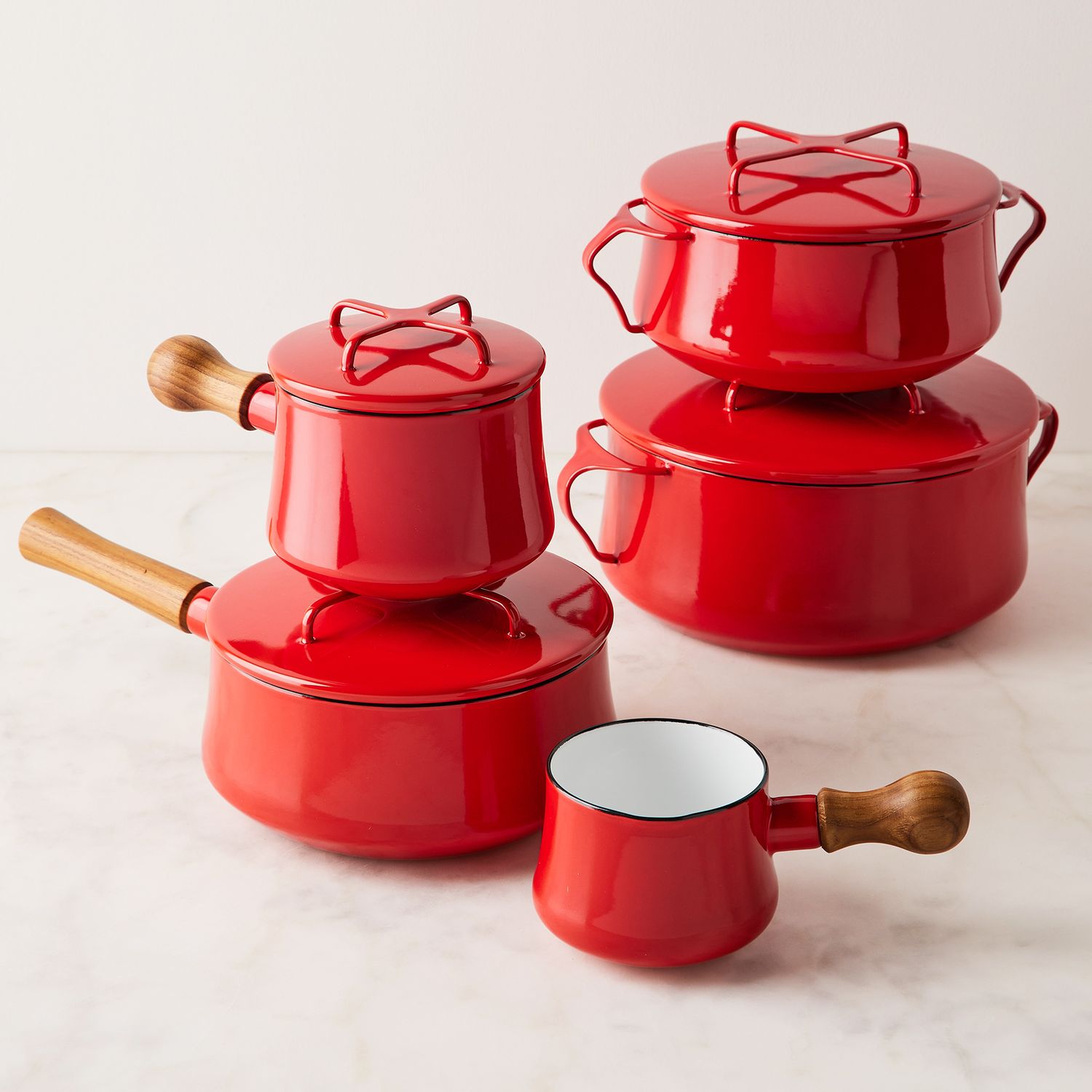 Trio Dansk Cookware Pots Enamel Kitchen Danish Mod Scandinavian / Dutch Oven