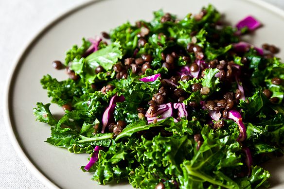 Raw Kale Salad with Lentils and Sweet Apricot Vinaigrette on Food52