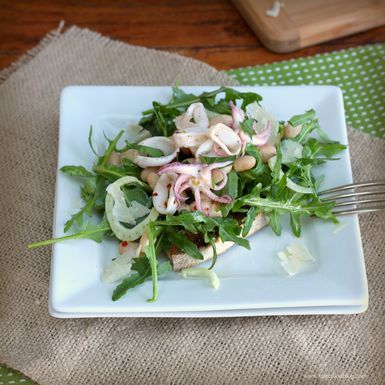 Calamari, Fennel and White Bean Salad with Arugula