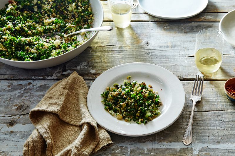 b1126ab6 c86b 4dc1 80d3 ab5b2aad4a9b  2015 1015 genius crispy brown rice salad kabbouleh with kale james ransom 205 This Crispy Rice Salad Recipe Will Blow Your Mind