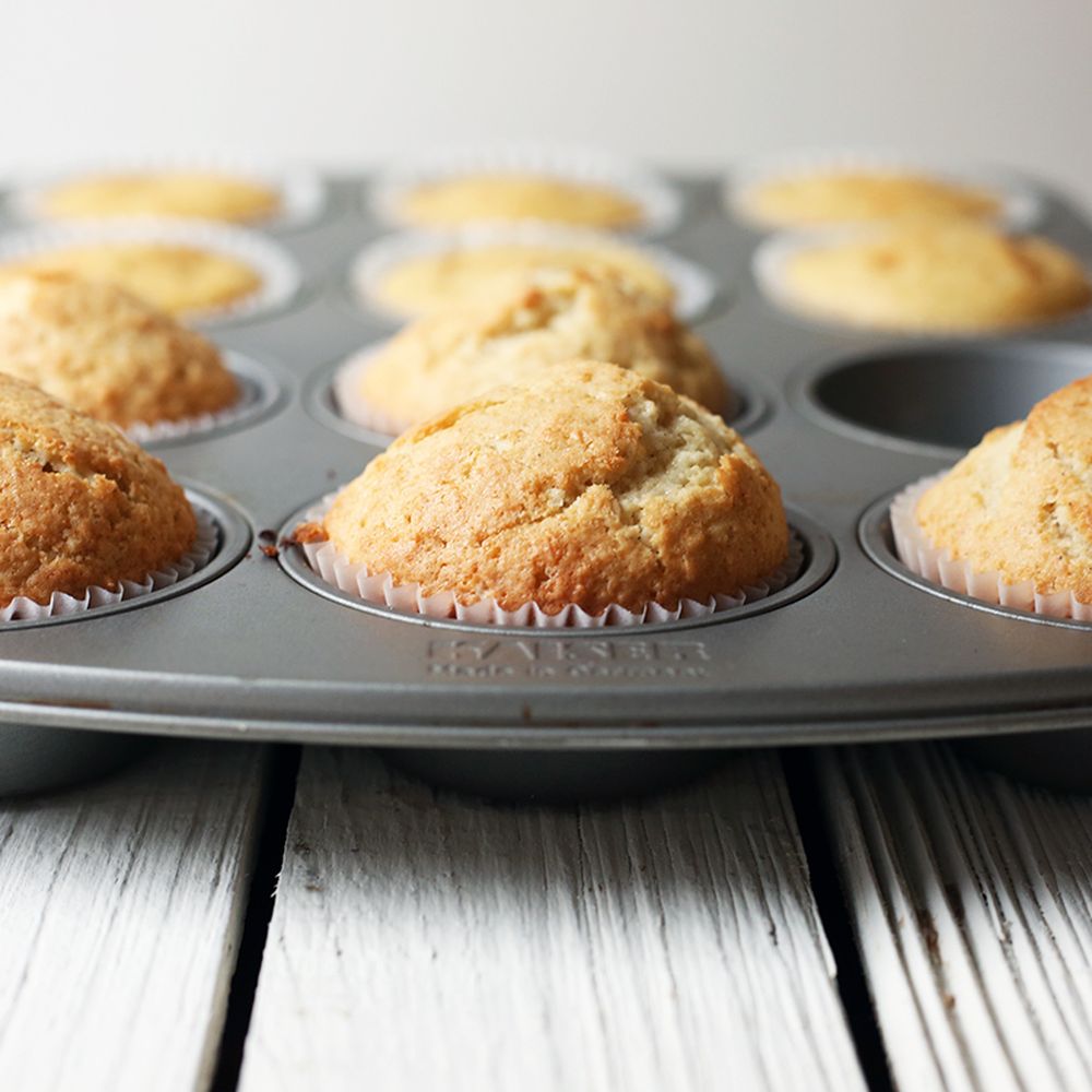 brown butter coconut almond muffins