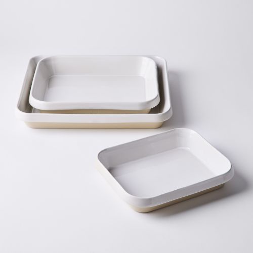 Small Ceramics Rectangular Baking Dishes with Handle for Oven