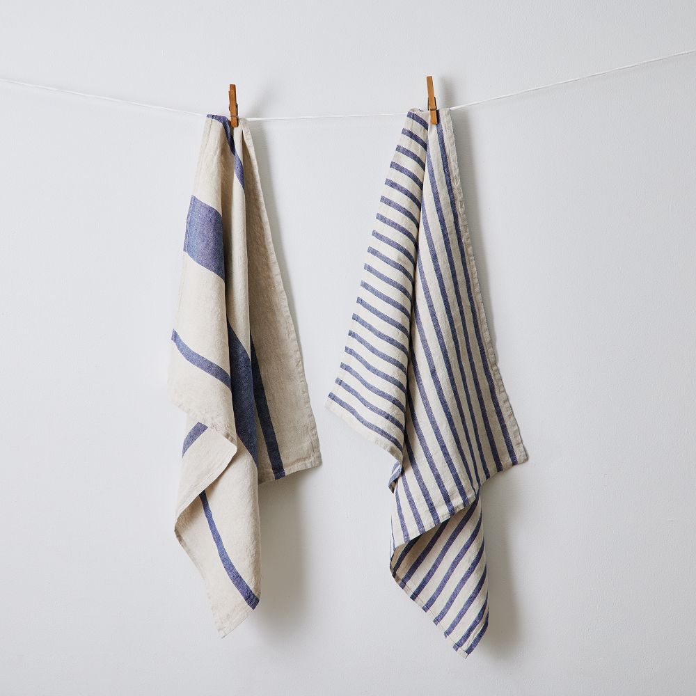 Striped Kitchen Towels, 100% Linen, Set of 2 or Single – My
