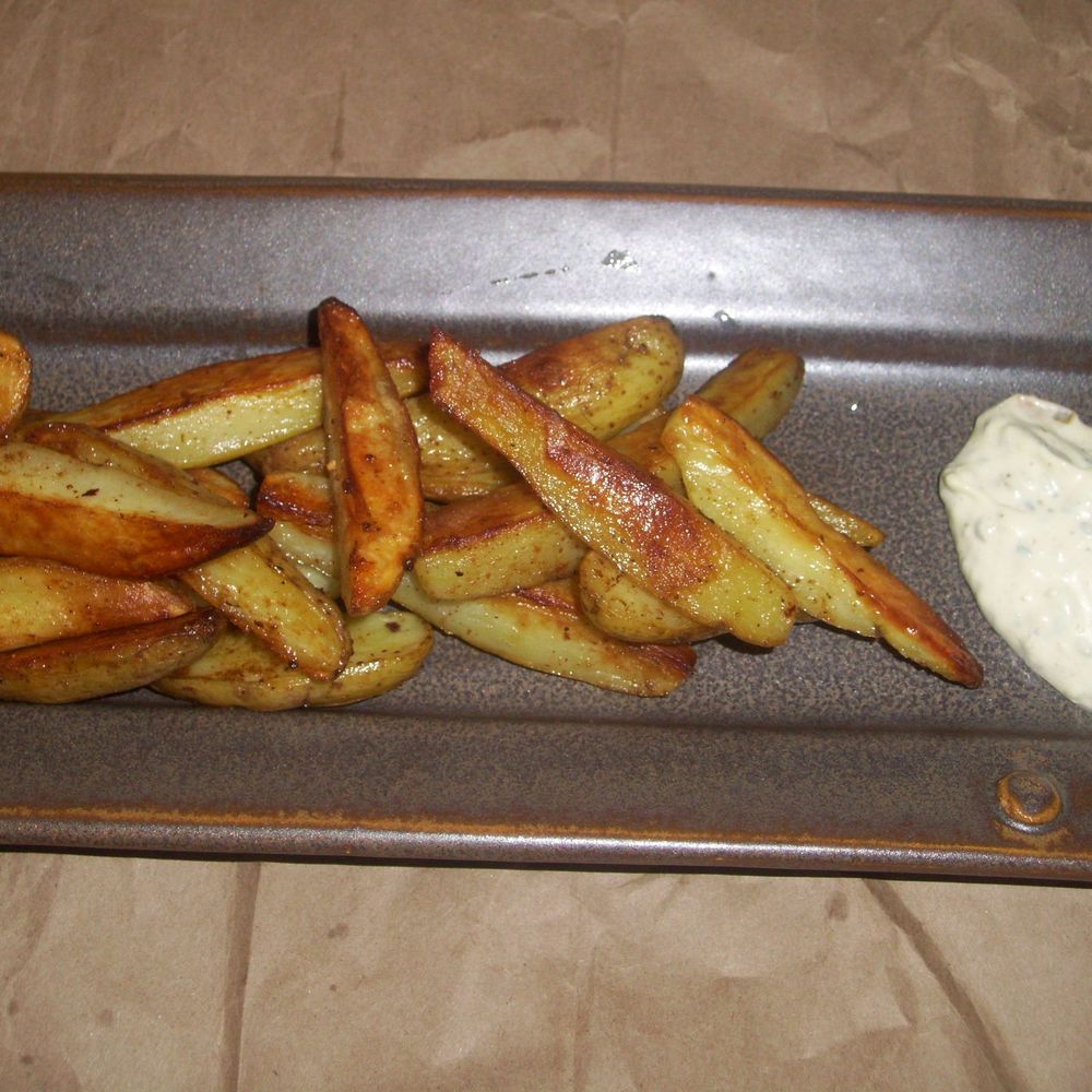 roasted fingerling potatoes fries with porcini powder