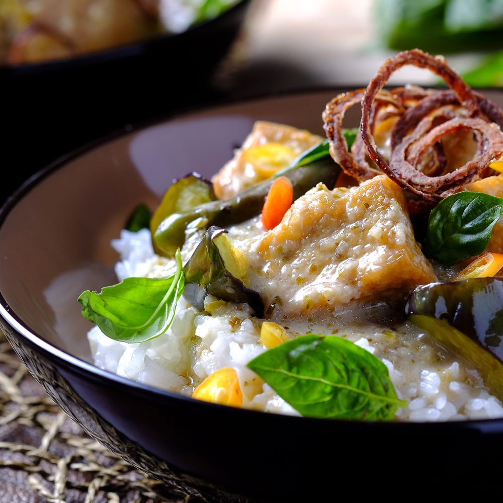 tofu and eggplant green curry
