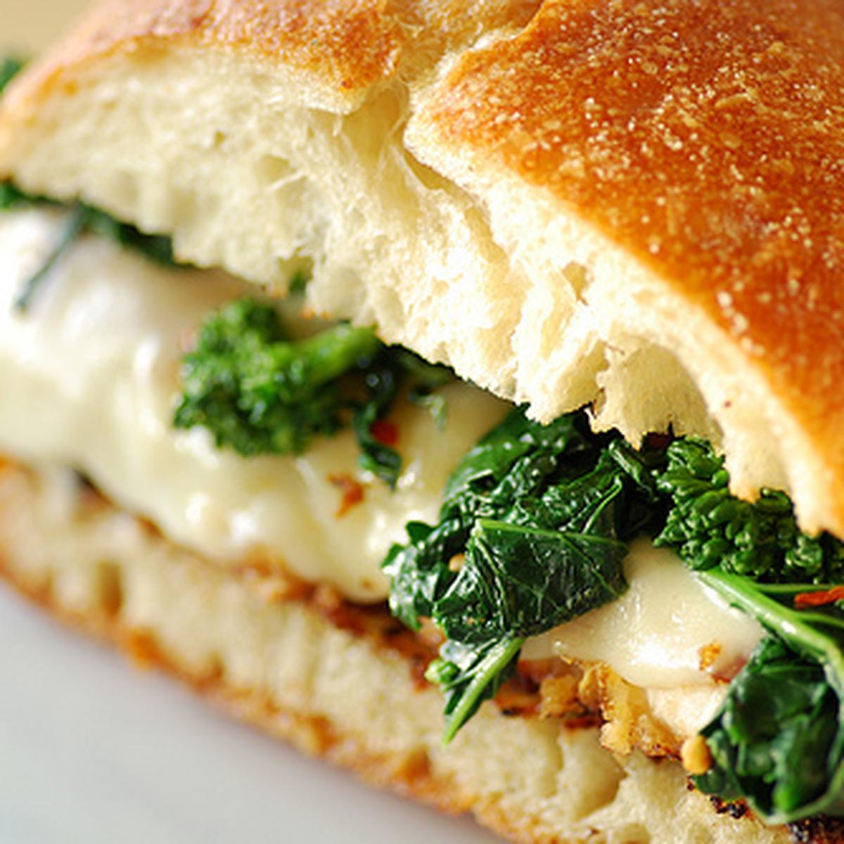 Italian Chicken Cutlet Sandwich With Broccoli Rabe And Provolone