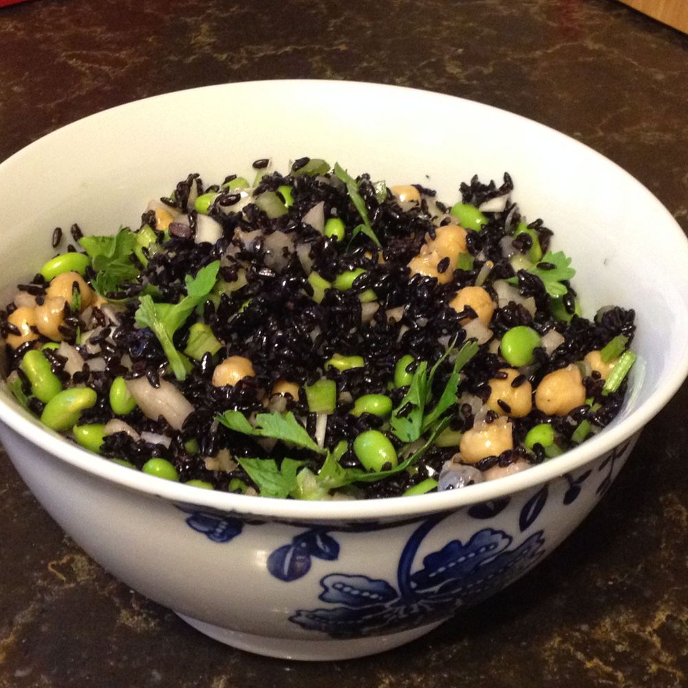 black rice and chickpea salad